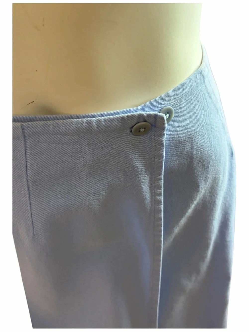 Eileen Fisher Pastel Blue Skirt Size Large Tencel Cotton Blend Wrap Front A-Line